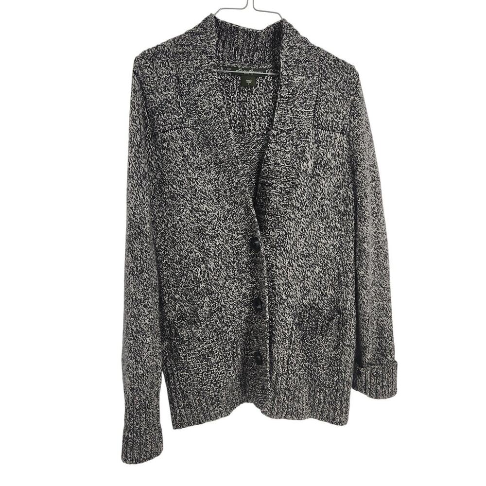 Eddie Bauer Cotton Wool Blend Gray Button Down Cardigan Sweater Womens Medium M